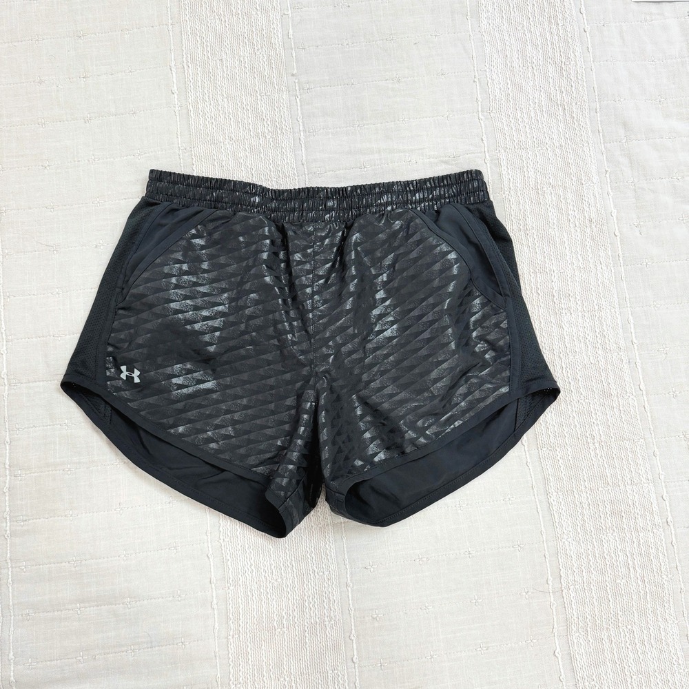 Under Armour Running Shorts Womens S Black Geometric Pattern Mesh Pockets